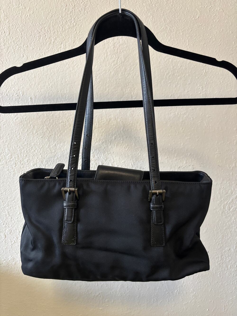 Vtg Coach Black Nylon Mercer Satchel Shoulder Bag Purse Leather Handles 7426